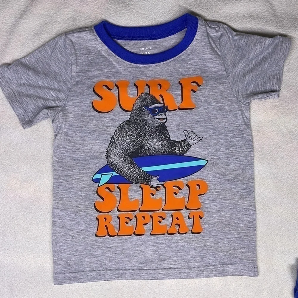 Carters Boys “Surf, Sleep, Repeat” Pajama 3-piece Set size 5T